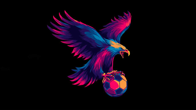 Eagle dynamically attacking a soccer ball in a thrilling USA World Cup 2026 football scene.