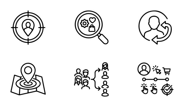 Target Audience Icons Set, Customer Segmentation Graphics, User Persona Collection, Marketing Strategy Vector Elements