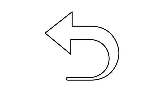 Sleek return arrow vector icon illustration with editable stroke for website navigation undo history back button functions, customizable line weight minimalist outline design for digital apps.