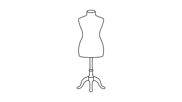 Minimalist vector icon illustration of a tailor mannequin with an editable stroke and customizable line weight, suitable for apparel shops, dressmaking crafts, and fashion industry web elements.