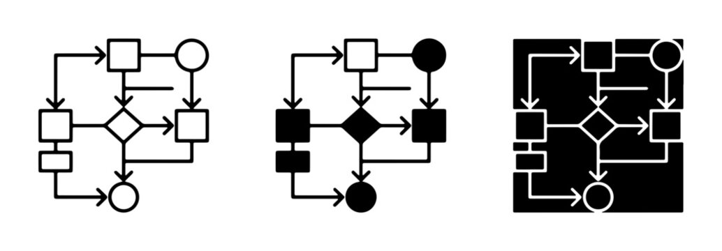 Process Flowchart Icons, Algorithm Diagram Symbols, Decision Tree Logic, Workflow Steps, Business Process Mapping