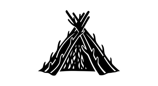 Black silhouette of a teepee tent.