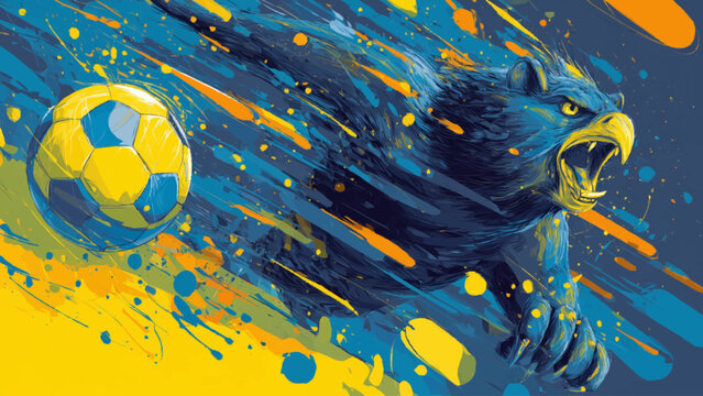 Eagle swoops down to attack a football during the 2026 World Cup in the USA.