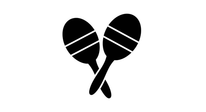 Black silhouette of two maracas.