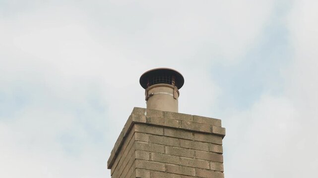 House brick built chimney smoke stack stock footage