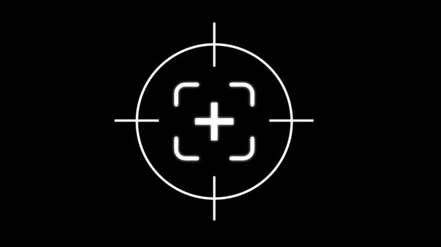 Digital target reticle overlay with animated crosshair for hud and ui