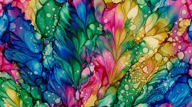 Alcohol ink floating cell pattern vivid colour - Seamless Pattern for Commercial Use