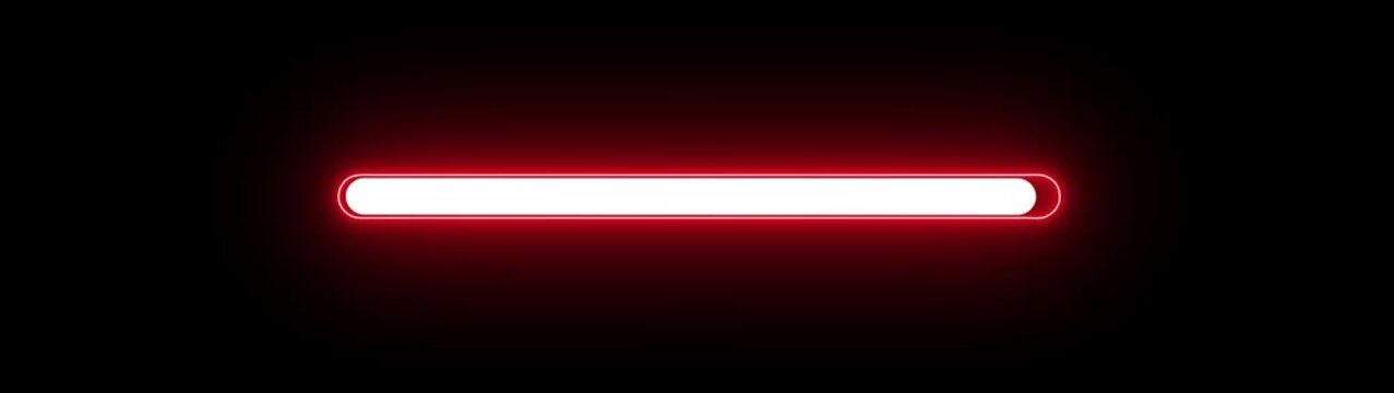 Glowing red neon progress bar loading animation on black background, status indicator
