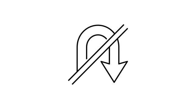 Simple Line Art Symbol Representing a U-Turn Restriction or Prohibition, Indicating No U-Turns Allowed on a Roadway