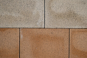 Fototapeta premium Stone wall brick texture background beige surface facade