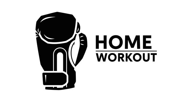 Home Boxing Training Concept Depicted With a Bold Black Boxing Glove Design