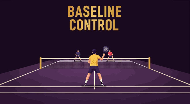 Illustrated Padle-Tennis Court Design Illustrates Baseline Control During a Competitive Match