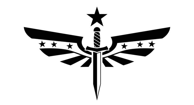 Black and white star winged dagger.