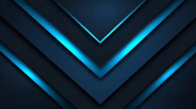 Layered navy blue chevron abstract background with cyan glow, dark geometric paper texture, modern corporate design