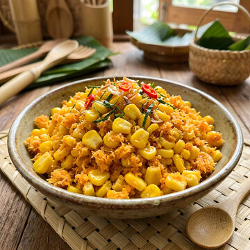 Indonesian Sweet Corn with Grated Coconut Urap