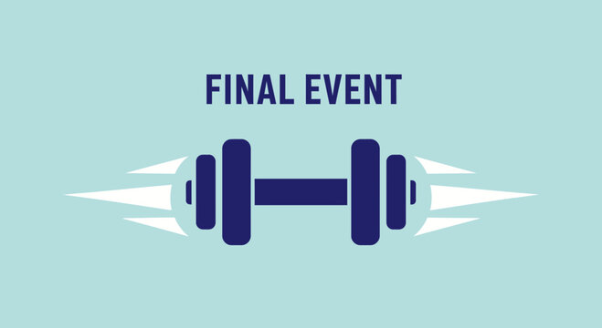 Inspiring Final Event Advertisement With A Dumbbell Emblem On Aqua Background For Fitness