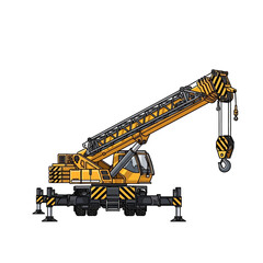 Obraz premium Yellow Mobile Crane Construction Machine