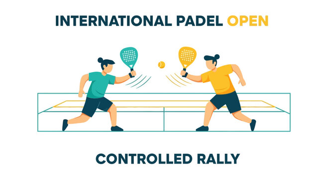 International Padel Open Tournament Advertising, Sport Competition Illustration Concept