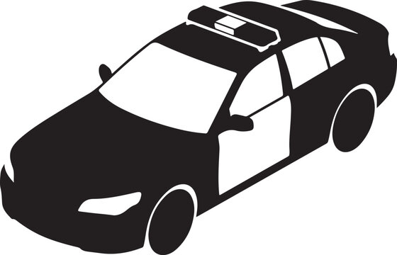 Police Car Silhouette, Black Police Vehicle Icon, Law Enforcement Car Graphic, Emergency Response Vector