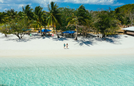 Pass island in the philippines, coron province. Aerial shot from drone about vacation,travel and tropical places