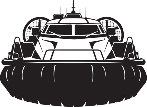 Black hovercraft, vector hovercraft icon, futuristic vehicle, transportation symbol