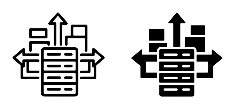 Server Data Flow Icons, Network Information Transfer, Data Stream Processing, Digital Information Exchange Graphics
