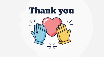 Obraz premium A colorful illustration of a heart with hands clapping and the words thank you