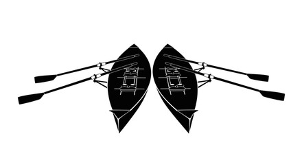 Two rowing boats silhouette on a white background © Kobita