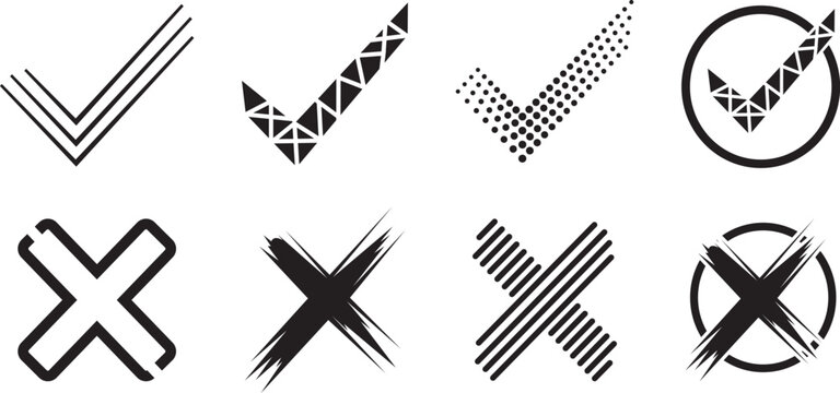 Creative icons of check & cross mark vector illustration