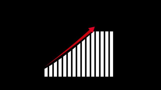 Business growth concept in graph chart animation. Infographics Business graph with rising arrow icon. Arrow up graph icon animation. 