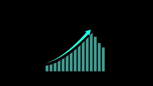 Business growth concept in graph chart animation. Infographics Business graph with rising arrow icon. Arrow up graph icon animation. 