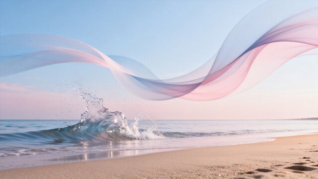 Beach wave with flowing fabric