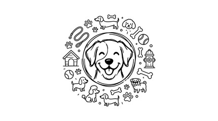 Fototapeta premium Dog Face with Happy Smiling Expression.