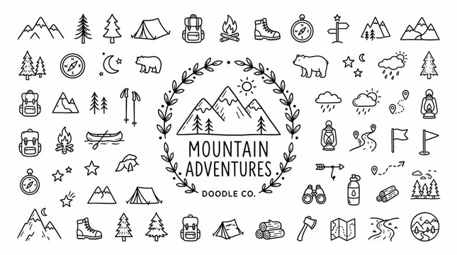 Mountain Adventure Travel Logo Icons.