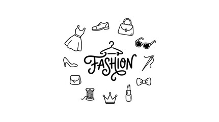 Fototapeta premium Fashion accessories and clothing icons.