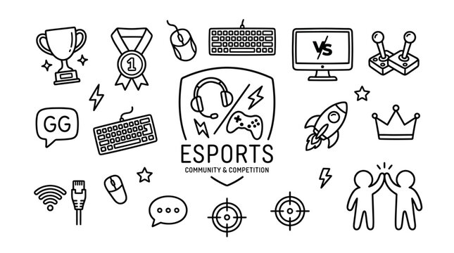 Esports gaming logo with icons.