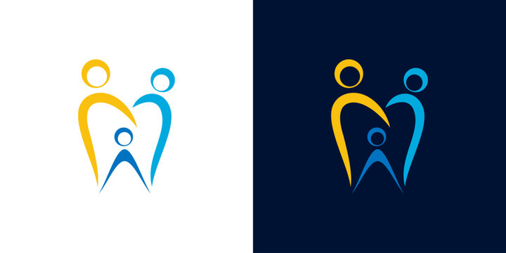 a Creative combining human and teeth, logo template for family dental clinic