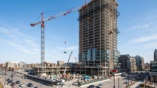 construction site with crane