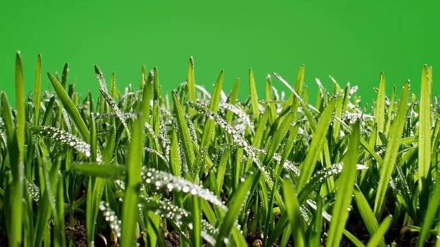 Green Grass Growing Time Lapse on Green Screen Background.