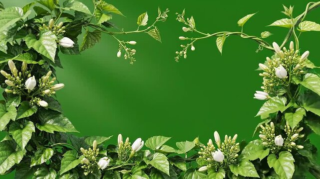 Jasmine Vine Growing Time Lapse on Green Screen.
