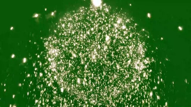 Sparkling Glitter Explosion on Green Screen Background.
