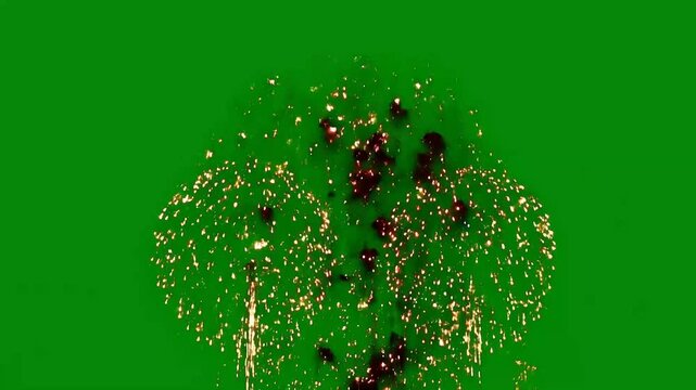 Stunning Fireworks Display on Green Screen for Celebration and Special Events.
