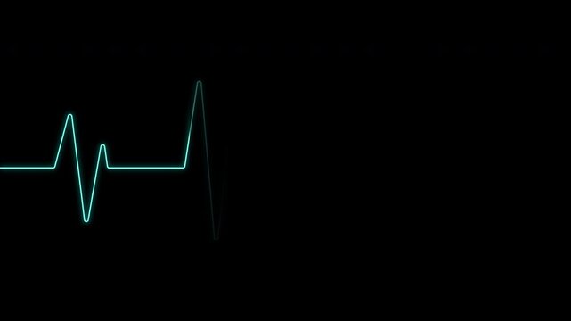 Heartbeat Flatline Neon Blue ECG Heart Rate Monitor Pulse Animation 4k video animation seamless loop