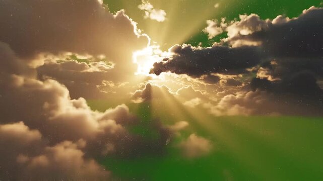 Sunlight Through Clouds on Green Screen.