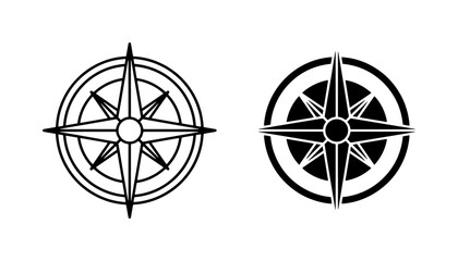 Minimalist Compass Rose Icons, Navigation Symbols, Nautical Directional Star Graphics, Vector Set for Adventure and Exploration Themes © Mahfuzur