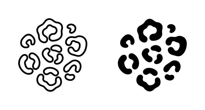 Leopard Print Vector Icons, Black and White Animal Skin Patterns, Wild Cat Spots Graphic Elements, Seamless Texture Design Assets
