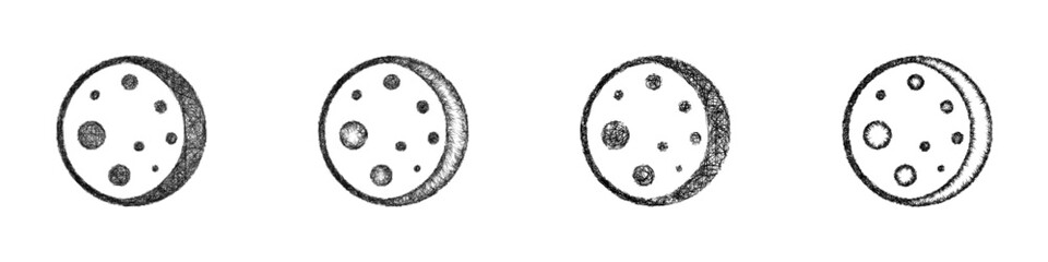 Sketch moon icon design set © David Zydd