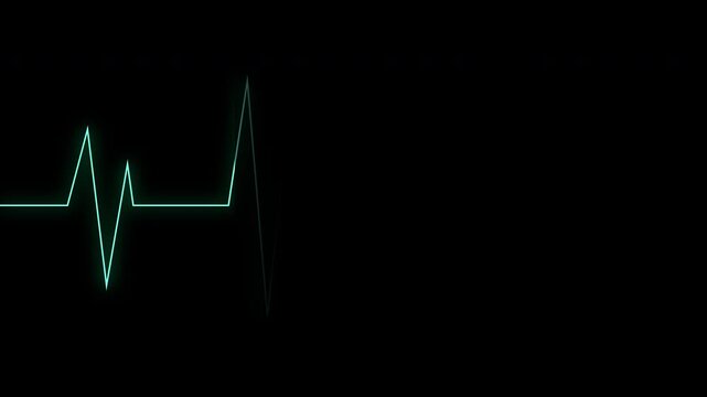 Heartbeat Flatline EKG Monitor Pulse Animation on Black Background 4k video animation seamless loop