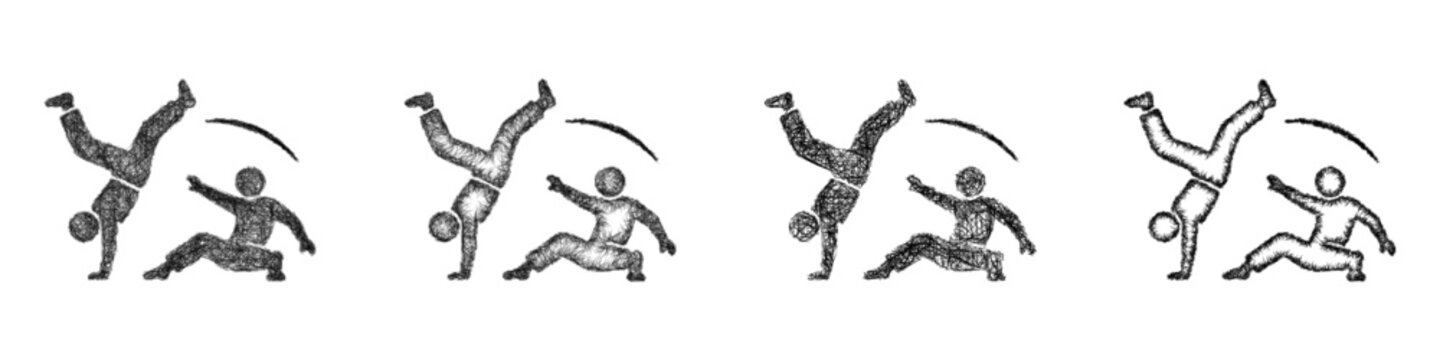 Sketch capoeira icon design set