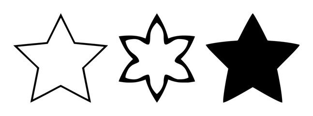 Obraz premium Star set with minimal black outline design featuring celestial, astrology, cosmic with simple and geometric shapes